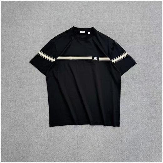 现货 巴宝莉BUR胸口战马刺绣条纹圆领短袖T 半环身印花 商品图7