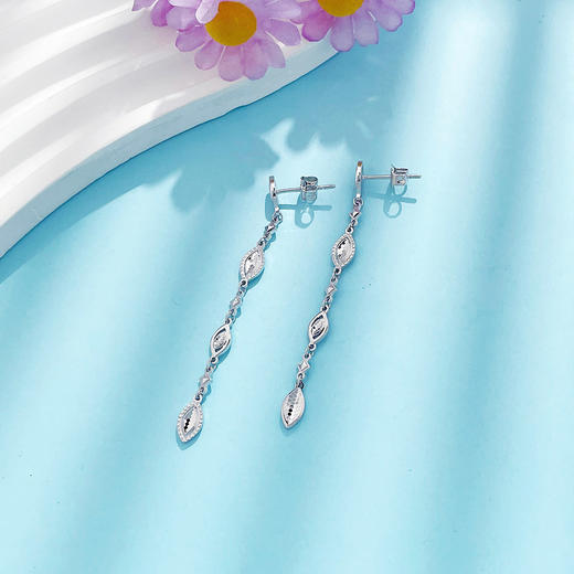 【限时8.8折】【线上铂金馆】PT950 #CNC #复古风 铂金实心鱼鳞麦穗粒流苏耳饰耳吊耳钉(PTES00053)预售产品下单后不退款不退货不换货不补差价) 商品图2