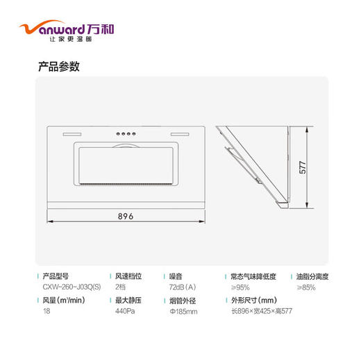 IBF艾博菲万和CXW-260-J03Q(S)_侧吸式吸油烟机_18立方大吸力_触摸操控_一键瞬吸_延时关机【K】 商品图4
