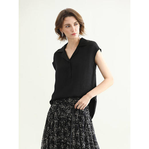 COCOBELLA100%醋酸]黑色极简风衬衫女奢感通勤上衣SR0070-2 商品图2