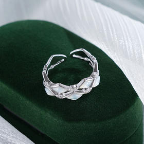 子佩集S925银【雅萃风华】戒指【JL070755】纯银锆石白贝母菱形交织2504