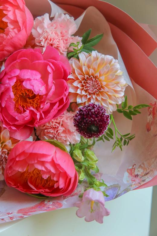 法式花束落日珊瑚芍药暮霞色奶油桃子松虫草 商品图1