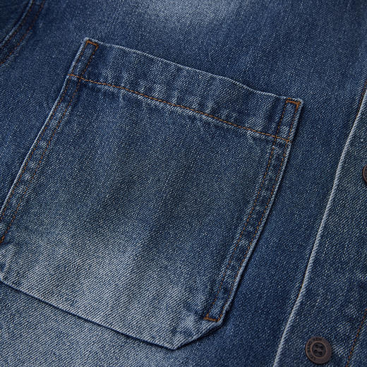 【新品上新】HX 春季水洗牛仔衬衫式茄克衫外套做旧复古S105511068101 商品图4