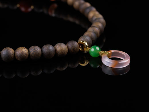 XY0306沉香+南红冰飘跑环坠双圈 商品图3