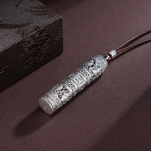 子佩集S999银【护佑福缘】套链【CD0648】纯银可抽出圆柱观音项链2504 商品图4