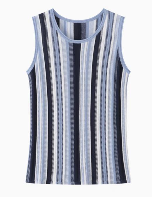 步履不停/5B14064C/凉感条纹针织马甲 商品图4