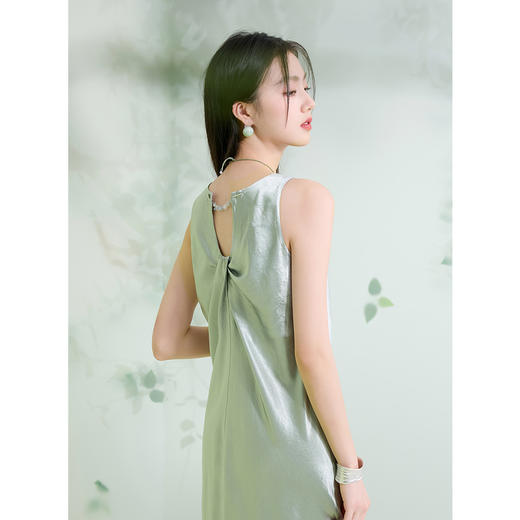 三彩【且听风吟】2025夏季新款新中式醋酸缎面连衣裙背心裙两穿C 商品图3