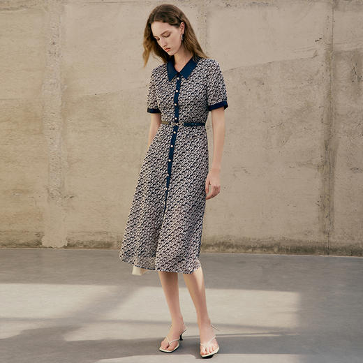 EITIE爱特爱夏季新款修身显瘦收腰印花连衣裙7807575 商品图3