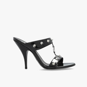 DSQUARED2 女士字母徽标印花铆钉高跟凉鞋 黑色 MHW0044 02508319 2124