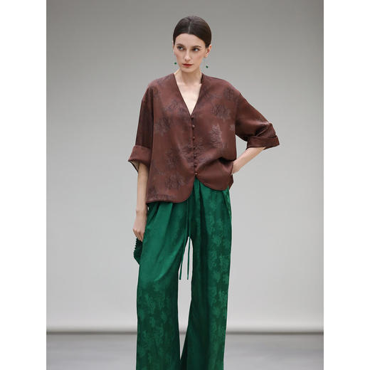 COCOBELLA仿香云纱侘寂风时尚新中式国风短外套式衬衫SR0078 商品图2