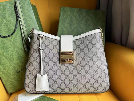 夏季特惠💰1050 原单古驰【原厂皮】米色和乌木色GG 女士挎包 Supreme帆布795113 商品图0