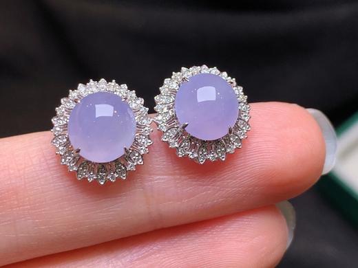 蛋面翡翠耳钉 商品图0