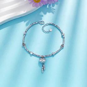 【限时8.8折】【线上铂金馆】PT950 #小胖福 #招财纳福 铂金空心调节胖福吊饰间金币蹦迪珠手链（内里为铂金链）(PTSL00034)预售产品下单后不退款不退货不换货不补差价)