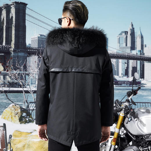 K94771799981450 凯撒KAISER冬季连帽中长款皮衣男派克服男 商品图1