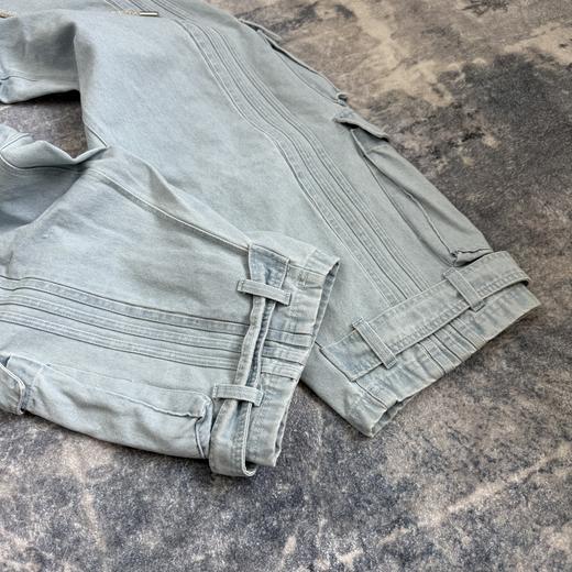 点此购买 阿迪男女款阔腿工装多口袋钻石腰带三条杠宽松运动牛仔裤 LL 317011 商品图13