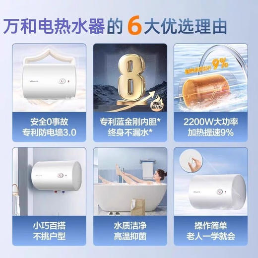 IBF艾博菲万和电热水器60升40升50家用储水式加长防电墙水电分离漏电提醒T3_40升机械款2200W_加长防电墙高湿抑菌【K】 商品图7