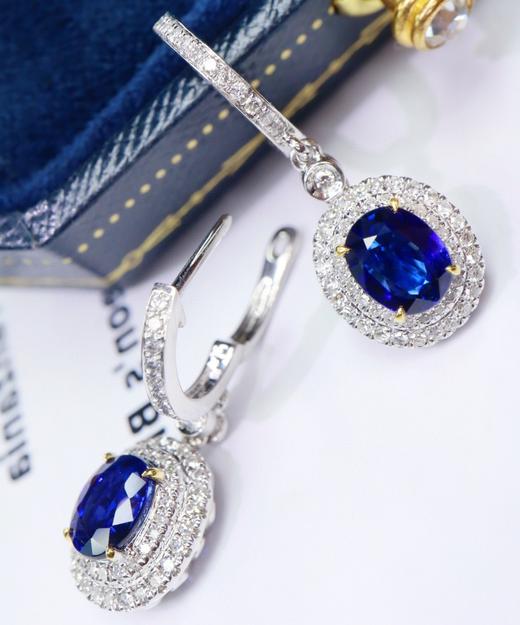 2.08ct刻面蓝宝石耳钉 商品图4