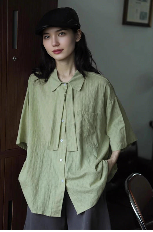 裁缝学苑AQ459复古设计感短袖衬衫纸样女装显瘦衬衣上衣样板图纸 商品图8