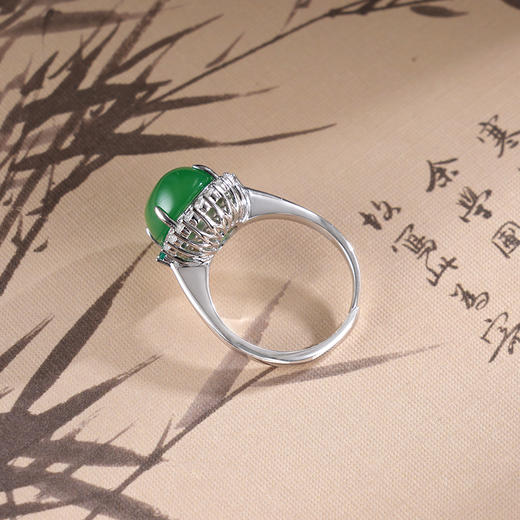 子佩集S925银【翠凝】戒指【JZ016032】纯银绿玉髓2504 商品图4