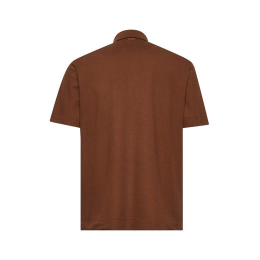 ZEGNA 杰尼亚 男士棉质珠地网眼短袖polo衫 棕色 UF392A9 F752 N05 商品图1