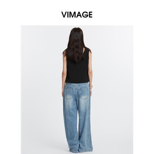 VIMAGE纬漫纪休闲背心内搭外穿U领宽松针织无袖上衣2025夏季新款V2301938 商品图4
