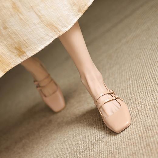 手工女鞋2025夏季新款法式玛丽珍气质小方头粗跟浅口鞋5.5CM 商品图0