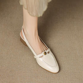 【预售5天】巨秀气~舒服超软真皮山茶花包头凉鞋夏季新款粗跟中跟女鞋子WC&MM3270