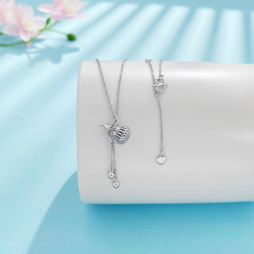 【线上铂金馆】PT950 #葫芦 #招财纳福 铂金空心调节福禄双至小金珠流苏金丝葫芦套链(PTTL00062)预售产品下单后不退款不退货不换货不补差价) 商品图0