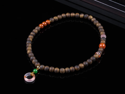 XY0306沉香+南红冰飘跑环坠双圈 商品图1