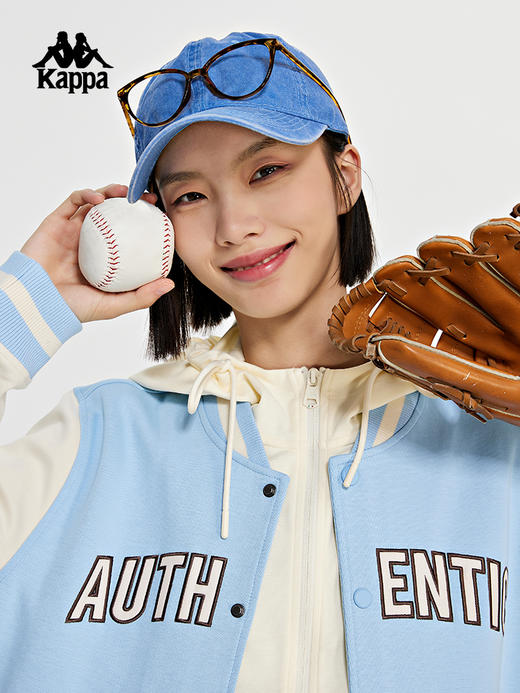 Kappa卡帕棒球服女运动复古针织卫衣休闲拼色开衫外套K0D82WK70 商品图4