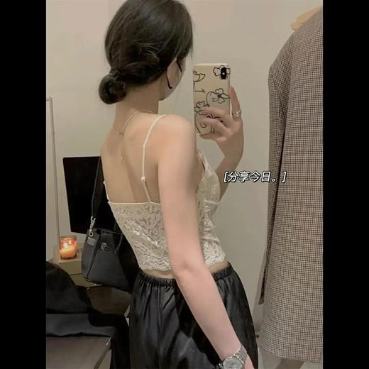 【2件套！法式浪漫！度假蕾丝】 蕾丝美背吊带  外穿内搭背心带胸垫文胸 一体式内衣外穿打底 商品图4