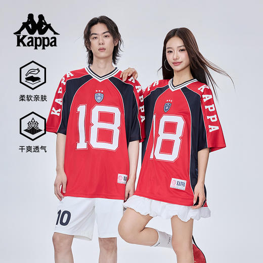 Kappa卡帕背靠背2025新款夏季运动t恤复古短袖情侣款休闲美式上衣KPCJBTD12 商品图0