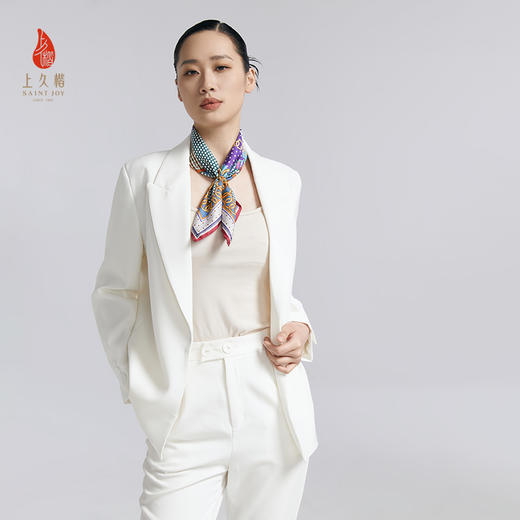 SAINTJOY/上久楷 女式真丝方巾  橙色 紫蓝色 衍生  FJS24015 商品图4