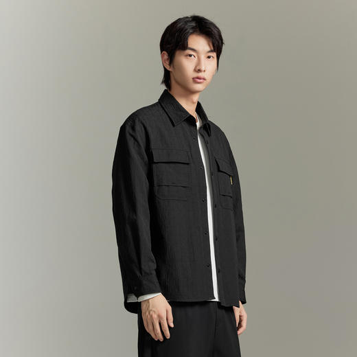 GXG男装 黑色肌理感工装风口袋衬衫外套衬衫  热卖衬衫 GEX10314673 商品图2