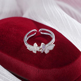 子佩集S925银【羡蝶】戒指【JL070873】纯银锆石白贝母蝴蝶2504