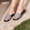 预售10天|Safiya/索菲娅2025夏季外穿一字拖气质时尚方钻扣圆头露趾拖鞋SFD2110368 商品缩略图3