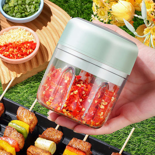 🌸【积米无线电动捣蒜器】 ✅ Q萌捣蒜器，🔥精打细“蒜”，料理乐趣享 ✅ 绞蒜泥 / 🔹绞辅食 / 绞佐料 /🔹 绞肉泥 / 绞蔬菜 ✅ 一机 = 佐料机 + 打蒜机 + 辅食机 + 绞肉机  商品图1