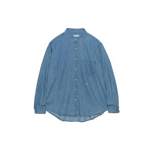 nanamica Regular Collar 男女中性款复古水洗牛仔长袖衬衫 商品图4