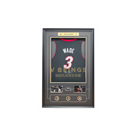 收藏系列 韦德 热火队3号 黑色球迷版 亲笔签名球衣