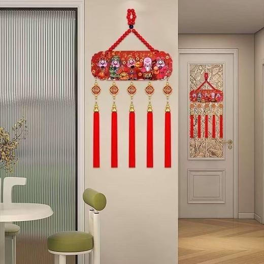 五路财神挂件中国风浮雕桃木工艺喜庆装饰流苏中国结 商品图4