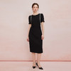QF846斯尔丽25新款法式浪漫圆领撞色滚边显肩窄高级白领气质款连衣裙 商品缩略图3