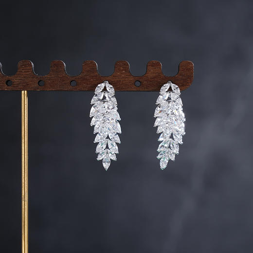 子佩集S925银【岁岁宁安】耳环【Z22277】纯银叶子麦穗树叶锆石2504 商品图3