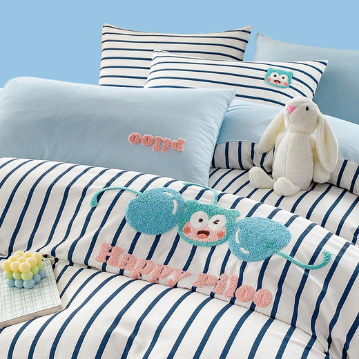 ³ 【匹鲁重工刺绣款全棉三/四件套】新疆长绒棉 设计师款万针刺绣 床笠&床单可选 XN03-CRMM-PL 商品图3