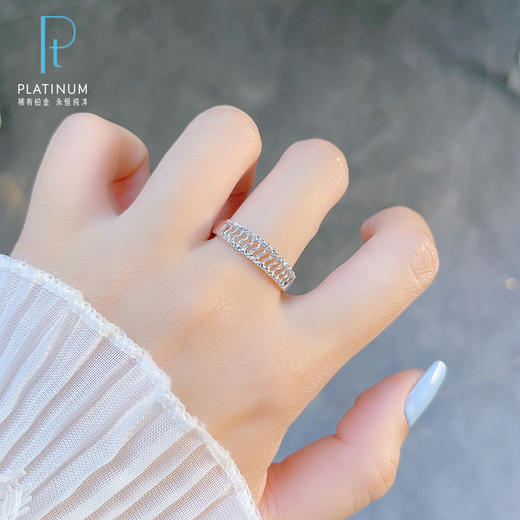 【限时8.8折】【线上铂金馆】PT950 【国际铂金协会】铂金镂空活口戒指百搭时尚波浪仿钻活口女戒(ACPTJZ00006)预售产品下单后不退款不退货不换货不补差价) 商品图0