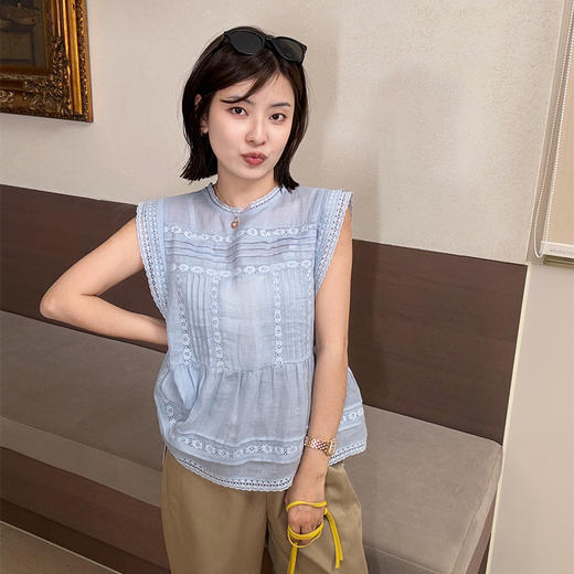 【部分现货】苎麻打条背心（76873） 商品图0