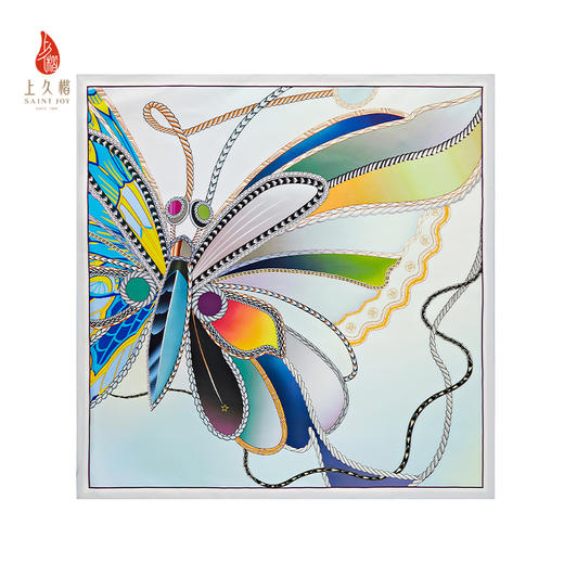 SAINTJOY/上久楷真丝方巾 印花真丝方巾 蝶变 FJS20050 商品图8