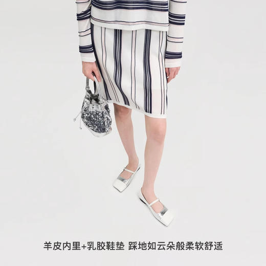 lost in echo2025春夏新款时尚薄底斜方头玛丽珍真皮单鞋芭蕾舞鞋 商品图4