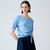 EITIE爱特爱夏季新款设计感镂空修身显瘦舒适百搭纯色短袖抽绳针织衫7801505 商品缩略图5