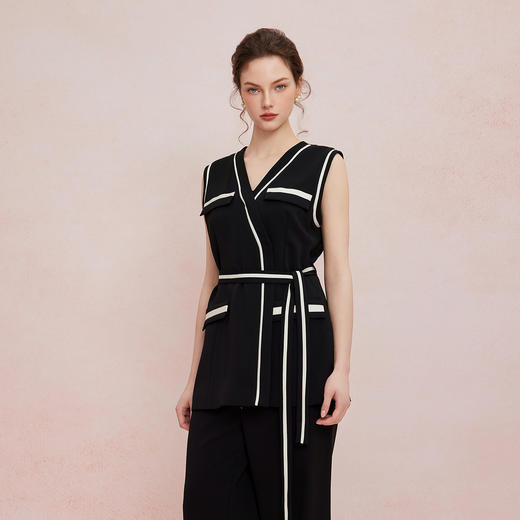 QF400斯尔丽25新款时尚气质显瘦百搭马甲配阔腿裤两件套女套装 商品图7