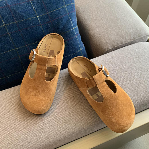 2025新款勃肯拖鞋！复古T字扣包头半拖加肥加宽大码女鞋！ 商品图7